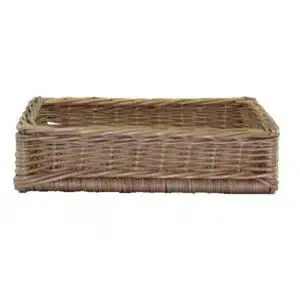 Corbeille présentation saucissons, rectangulaire osier blanc, L 300 x P 200 x H 100 mm