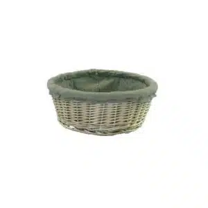 Banneton rond entoilé lin, osier blanc