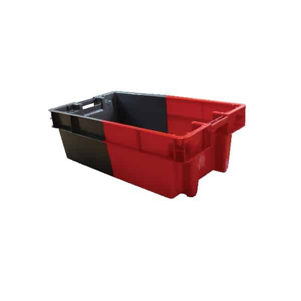 Bac long gerbable et emboîtable, rouge/gris, L 800 x P 450 x H 290 mm