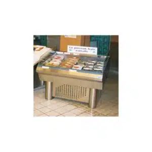 Etal à poissons, à froid ventilé, libre-service avec groupe, acier inoxydable, largeur 1140 mm