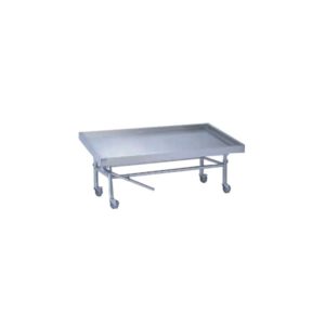 Etal à poisson modulaire, acier inoxydable, sur piétement réglable avec vérins aluminium, L 2200 x l 1100 x P 75 mm