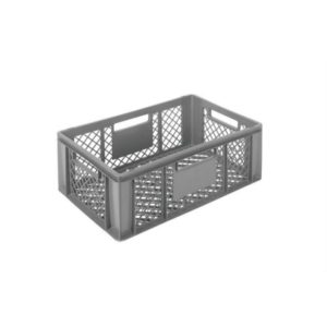 Bac de manutention, PEHD ajourés gris, L 600 x P 400 x H 220 mm, 43 L