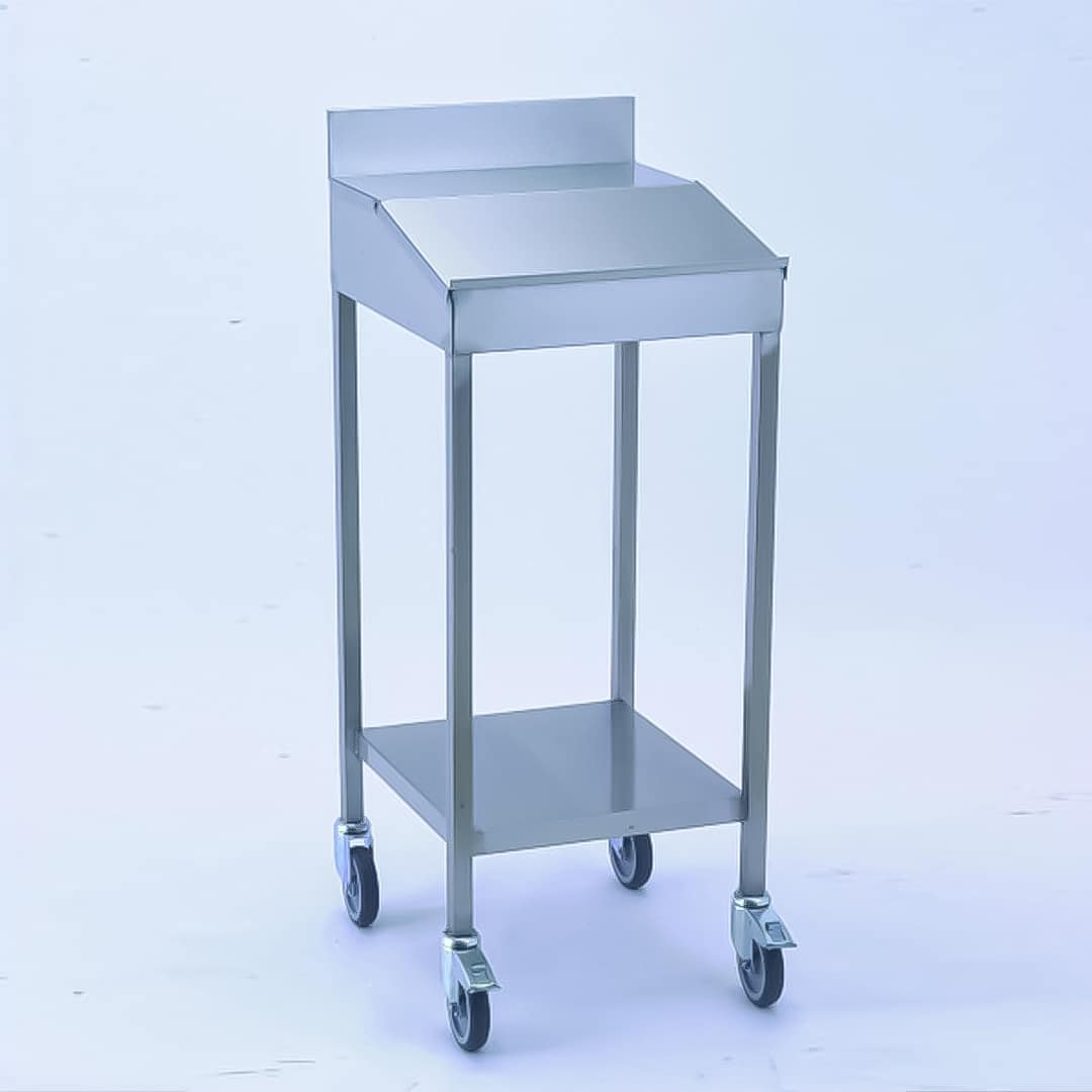 Pupitre sur roulettes acier inoxydable L 515 x l 565 x H 1300 mm