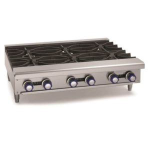 Feux vifs à gaz pour comptoir en inox, 4 feux, 33 Kw