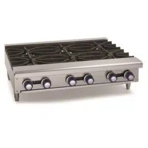 Feux vifs à gaz pour comptoir en inox, 4 feux, 33 Kw