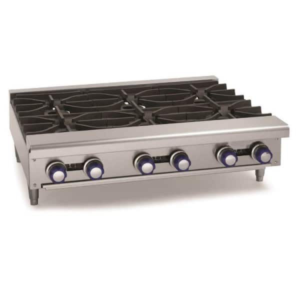 Feux vifs à gaz pour comptoir en inox, 4 feux, 33 Kw