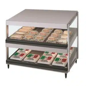 Présentoir chauffant incliné double