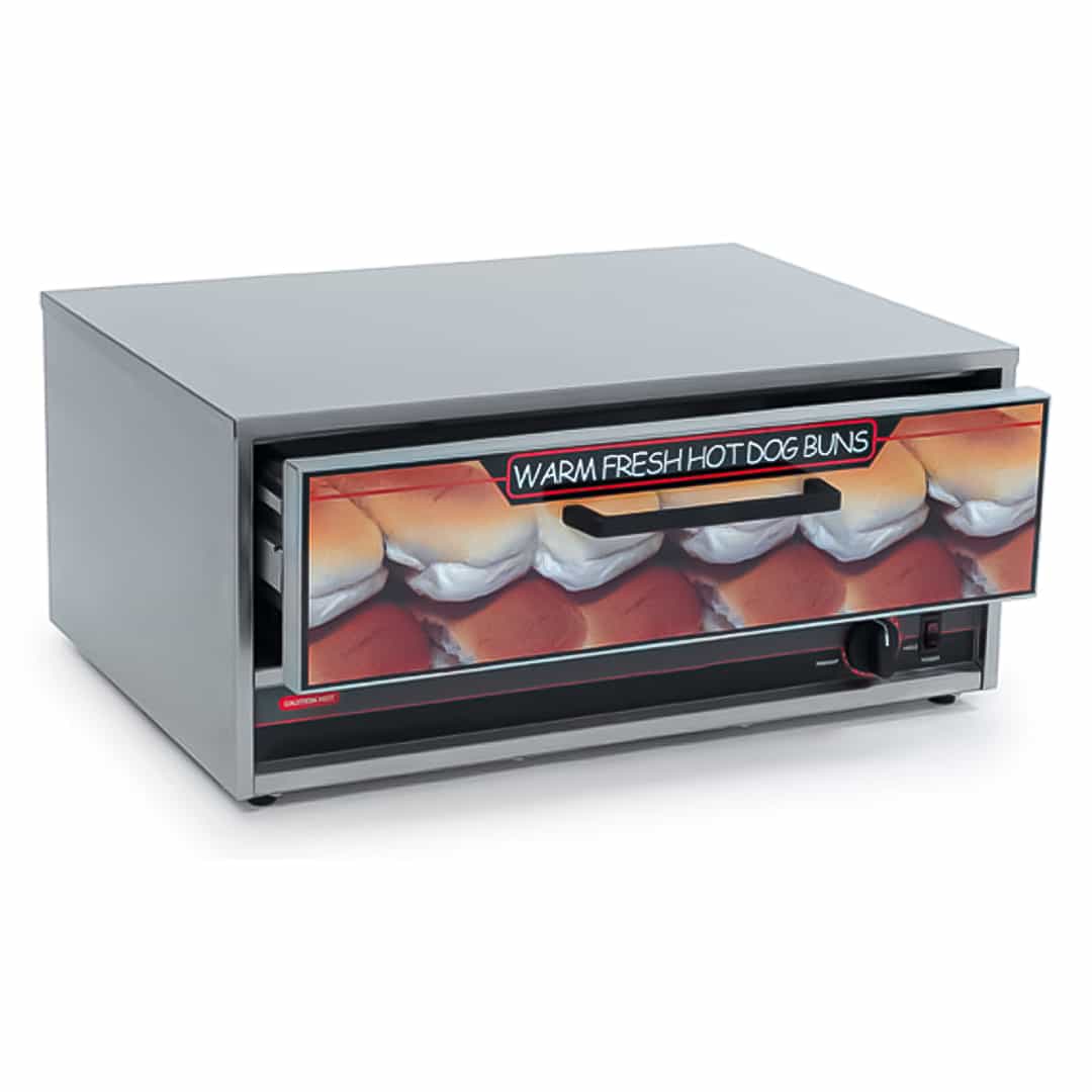 Tiroir chauffe pain hot dog 32 pains pour grill saucisses rotatif