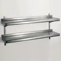 Étagère murale à crémaillère 2 niveaux en inox largeur 290 mm