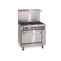 Fourneau 6 feux vifs de 8kW sur four à gaz de 10kW