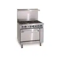 Fourneau 6 feux vifs de 8kW sur four à gaz de 10kW