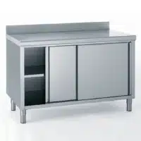 Meuble inox avec dosseret porte coulissante largeur 800 mm caisse 660 mm