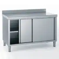 Meuble inox avec dosseret porte coulissante largeur 700 mm caisse 660 mm