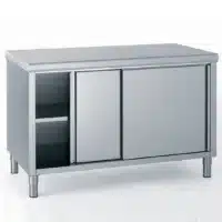 Meuble inox central porte coulissante avec caisse profondeur 660 mm