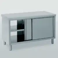Meuble inox porte coulissante sur 2 faces largeur 700 mm