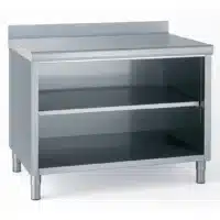 Meuble inox porte ouverte sur 1 face avec dosseret largeur 700 mm