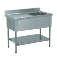 Plonge démontable avec étagère adossée 1 bac à gauche 1 égouttoir à droite L 1200 x l 600 x H 900 mm