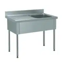 Plonge démontable sans étagère adossée 1 bac à droite 1 égouttoir à gauche L 1200 x l 600 x H 900 mm