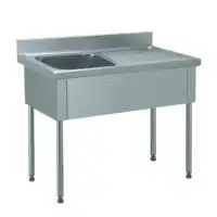 Plonge démontable sans étagère adossée 1 bac à gauche 1 égouttoir à droite L 1200 x l 600 x H 900 mm