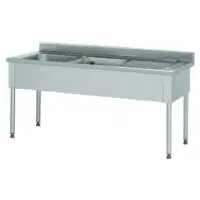 Plonge démontable sans étagère adossée 2 bacs à gauche 1 égouttoir à droite L 1900 x l 700 x H 900 mm