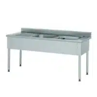 Plonge démontable sans étagère adossée 2 bacs à droite 1 égouttoir à gauche L 1900 x l 700 x H 900 mm