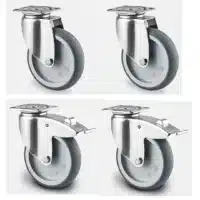 Supplément pour meuble et armoire haute avec 4 roues chape inox Ø 125 mm dont 2 à frein