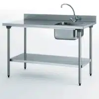 Table du chef avec robinet dosseret + étagère bac à droite largeur 700 mm