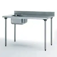 Table du chef sans robinet à dosseret avec bac à gauche largeur 700 mm