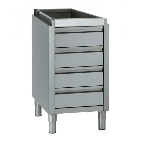 Meuble 1 tiroir à bouteilles + 1 tiroir avec bac GN 1/1 150 mm, sans dessus, longueur hors-tout 492 mm