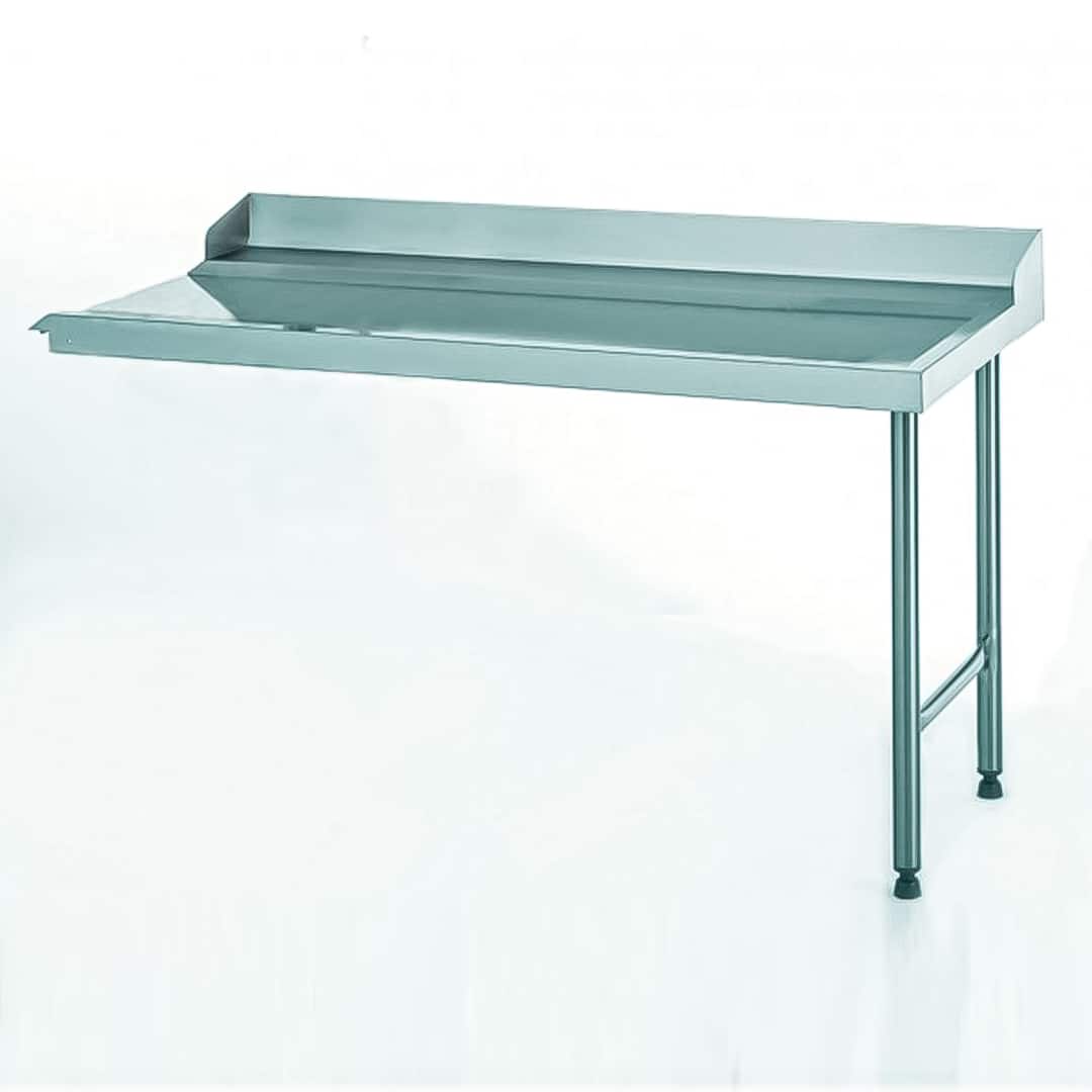 Table de glissement avec plage arrière et dosseret sur-mesure acier inoxydable 4 pieds largeur 760 mm