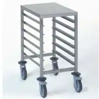 Chariot à glissière gastronorme acier inoxydable avec tablette H 760 mm