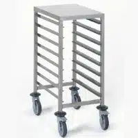 Chariot à glissière gastronorme acier inoxydable avec tablette H 900 mm