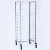 Chariot cafétéria acier inoxydable 2 x 12 niveaux entrée sens longueur L 700 mm