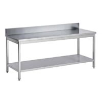 Table soudée bords droits, adossée, P 800 mm