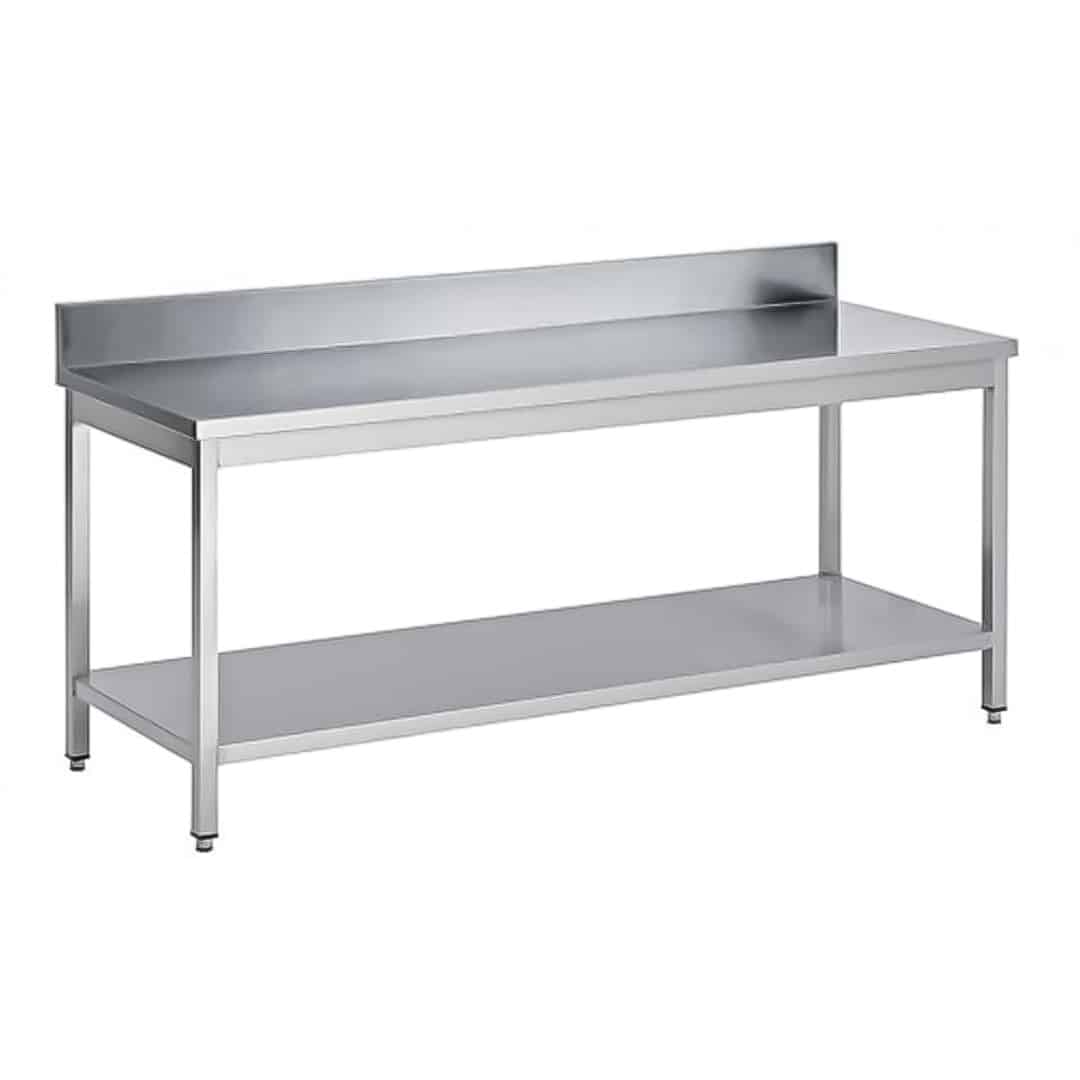 Table soudée bords droits, adossée, P 800 mm