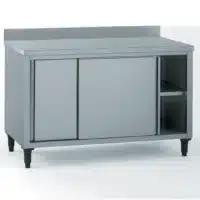 Meuble en acier inoxydable porte coulissante avec dosseret largeur 700 mm