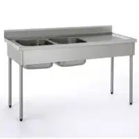 Plonge démontable avec dosseret 2 bacs égouttoir à droite largeur 700 mm