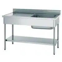 Plonge démontable avec étagère, adossée, 1 bac + égouttoir à gauche, largeur 700 mm