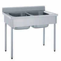 Plonge démontable avec étagère adossée 2 bacs largeur 700 mm