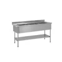 Plonge démontable avec étagère adossée 3 bacs L 1900 x l 700 x H 900 mm