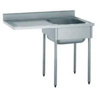 Plonge démontable pour machine à laver avec dosseret 1 bac égouttoir à gauche largeur 700 mm