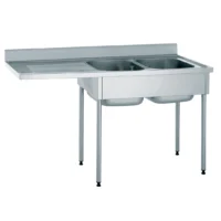 Plonge démontable pour machine à laver avec dosseret 2 bacs égouttoir à gauche largeur 700 mm