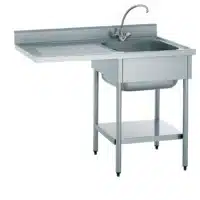 Plonge démontable pour machine à laver avec étagère adossée, 1 bac, égouttoir à gauche, largeur 700 mm