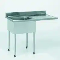 Plonge soudée pour lave-vaisselle encastré 1 bac à gauche 1 égouttoir à droite L 1200 x l 700 x H 900 mm