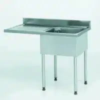 Plonge soudée pour lave-vaisselle encastré 1 bac à droite 1 égouttoir à gauche L 1200 x l 700 x H 900 mm