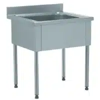 Plonge à batterie acier inoxydable adossée 1 bac L 1000 x l 800 x H 900 mm