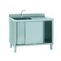 Plonge sur placard acier inoxydable adossée L 1200 x l 700 x H 900 mm