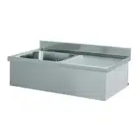 Plonge suspendue adossée 1 bac à gauche 1 égouttoir à droite L 1200 x l 700 mm