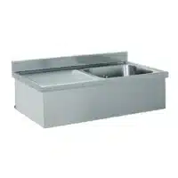 Plonge suspendue adossée 1 bac à droite 1 égouttoir à gauche L 1200 x l 700 mm