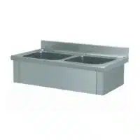 Plonge suspendue adossée 2 bacs L 1200 x l 700 mm